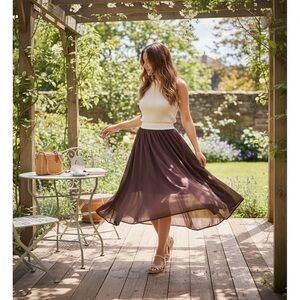 Cato Woman Brown High-Low Maxi Skirt